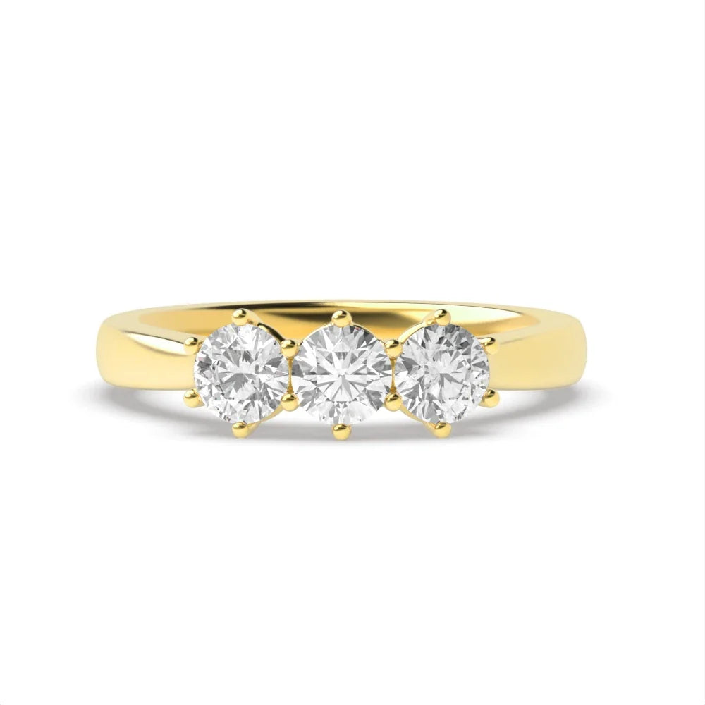 Hudson Round Lab Grown Diamond Basket Setting Three Stone Engagement Ring